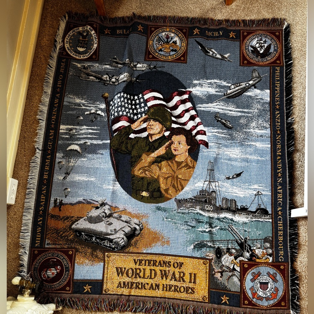 Veterans of World War II Tapestry Throw